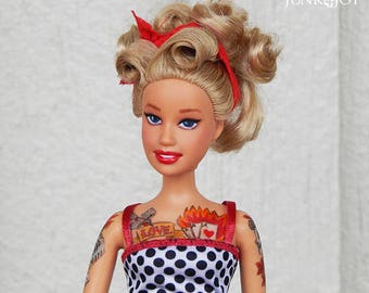 Pin Up Girl Rockabilly with Tattoos - Barbie Art Doll