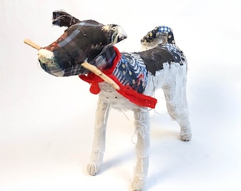 Handmade Dog Fetching Stick Sculpture