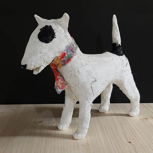 Papier Mache Bull Terrier Dog Animal Sculpture