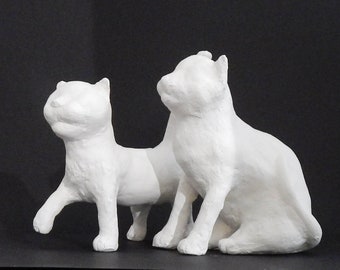 Handmade Pair of Cats Figures Sculpture
