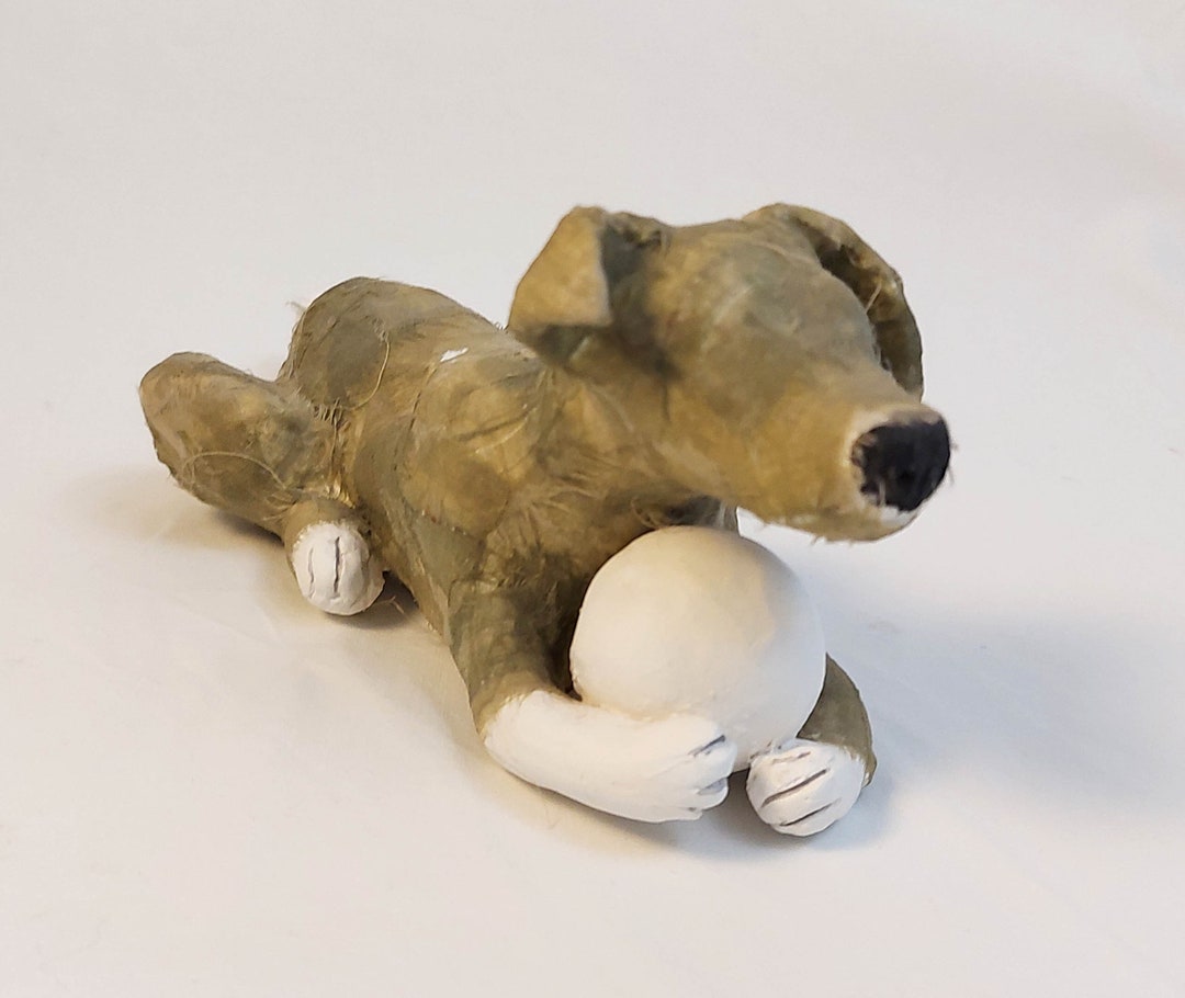 Handmade Dog With Ball Figure Sculpture - Etsy