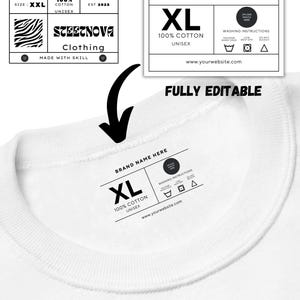 d'étiquette de cou de vêtement personnalisable | Instructions de lavage | Étiquette pour t-shirt DIY | Image de marque des petites entreprises | Fichier canevas modifiable | PNG