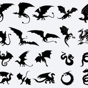Dragon SVG Bundle | Fantasy SVG | Chinese Dragon SVG | Tribal Dragon Clipart | Dragon Cut Files for Cricut & Silhouette
