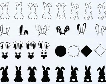 Silueta de conejito de Pascua en formato SVG, archivos de corte de contorno de conejo (descarga digital)