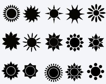 Sun SVG Bundle, Hand-Drawn Celestial Clipart (Digital Download)