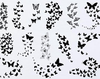 Paquete SVG de mariposas voladoras, archivos de corte de silueta de Cricut (descarga digital)
