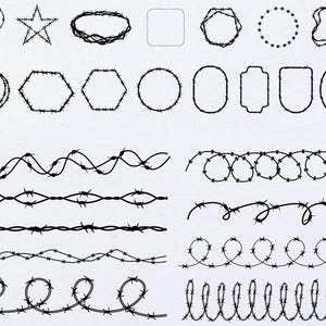 Barbed Wire svg Bundle, Barbed Wire svg, Barbed Wire Silhouette, Barbed Wire Cut File For Cricut, Barbed Wire Frame svg, Digital Download