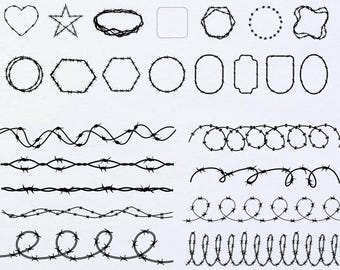 Paquete SVG de alambre de púas, archivo de corte de silueta (descarga digital)
