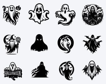 Ghost SVG Bundle, Halloween Clipart, Cute Ghost Cut Files (Digital Download)