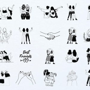 Paquete de Svg de Mejor Amigo, Paquete de Svg de Amigo, Svg de Amistad, Clipart de Amigos, Archivos de Corte de Amigos para Circurt, Svg de Mejor Amigo, Svg de Mejor Amigo, Png