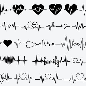 Heart beat SVG, Heartbeat Valentine&#39;s SVG, heart rate SVG, heart beat line svg, Vector Heart beat, nurse svg, vinyl decal
