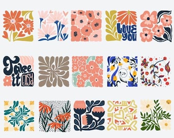 Svg fleur abstraite, lot png, svg fleur danoise, svg fleur rétro, svg fleur bohème, png floral, svg png floral bohème, svg fleur groovy