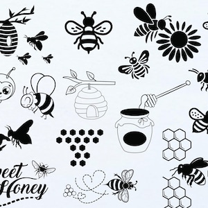 Bee Svg bundel, Bee Hive Svg, Bee Png, honingraat Svg, Bee Clipart, Queen Bee Svg, Honey Bee Svg, schattige Bee Svg