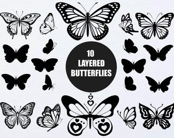 Butterfly SVG Bundle | Layered Butterfly Cut Files (Digital Download)