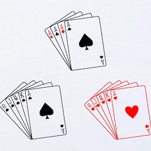 Carte da gioco Svg/ Assi svg/ Carte da poker svg/ Clip art scala reale/ Clip art carte/ File di taglio vettoriale carte da poker Cricut Silhouette