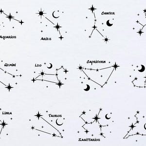 Svg signe du zodiaque, lot png du zodiaque, svg constellation du zodiaque étoile, lot svg horoscope, svg astrologie, téléchargement numérique