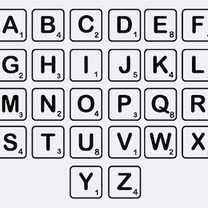 Pacote com 26+ Scrabble Svg PNG, Arquivos de Corte de Peças de Scrabble, Clipart de Peças de Scrabble, Letras de Família Svg, Arquivos Svg para Cricut, Download Instantâneo