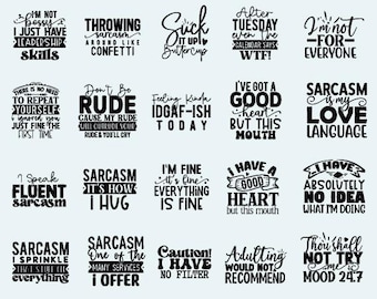 Sarcastic Quotes SVG Bundle: Funny Mom Shirt Designs (Digital Download)