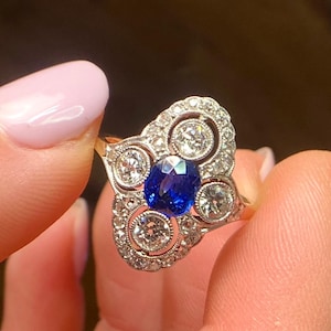 Art Deco Sapphire and Diamond Ring