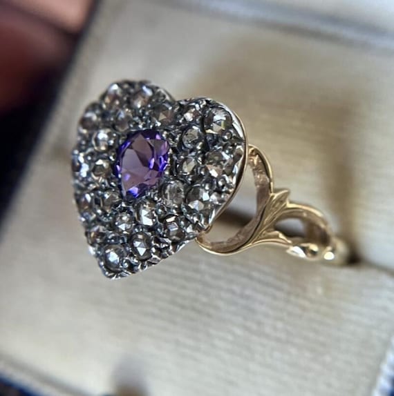 Victorian Amethyst Lover's Ring - image 4