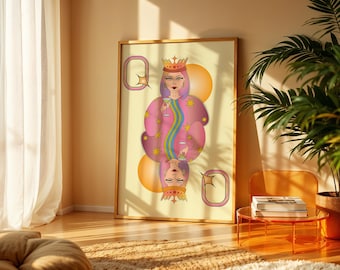 Queen of Cups Playing Card Poster | Matte Vertical Poster