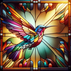 Stained Glass Hummingbird Puzzle (120, 252, 500-Piece) - Popular Jigsaw Puzzle, Hummingbird, Jigsaw Puzzle, Stained Glass, Puzzle Lovers! Bird Jigsaw Puzzle