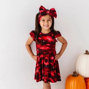 Bat Twirl Dress – Bamboo Flutter Sleeve Kids Dress with Pockets