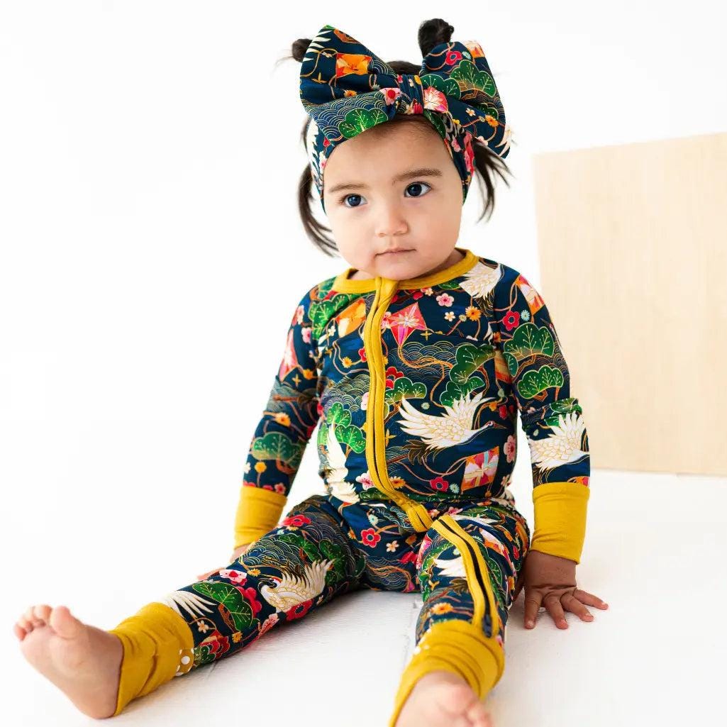 Japanese Crane Baby Pajamas – Bamboo Zippy, Footed or Footless for ...
