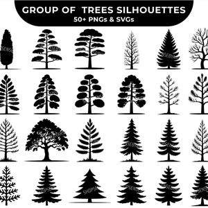 Tree SVG Bundle, Pine Tree Silhouette, Pine Forest SVG, Tree Line Svg, Pine Tree PNG Clipart, Christmas Tree Svg, Tree Cut Files for Cricut