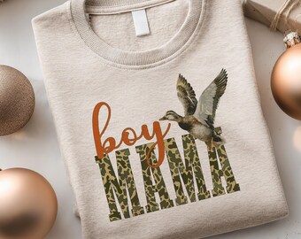 Boy Mama Duck PNG | Camo Mama Shirt Design | Hunting Duck Camo PNG | Boy Mom Sublimation Graphic