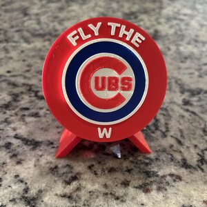 Chicago Cubs Fly the W Desk Display with Stand | 3D Printed MLB Baseball Fan Decor & Keepsake Stash Box | Wrigley Gift