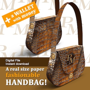 Conjunto de bolsa e carteira fashion para meninas | Artesanato em papel estiloso | Kit de acessórios digitais com dinheiro de brinquedo