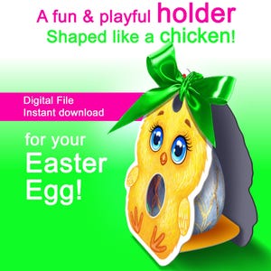De paaseierhouder kip | Afdrukbaar | Feestelijke tafeldecoratie | Creatief handwerk | Digitale download |Eenvoudig te maken