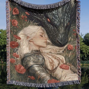 Throne of Glass Art JFWT Blanket Abraxos and Manon Print Fantasy Art Decor TOG Bookish Gift Dragon and Witch Illustration Book Lover Gift