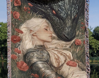 Manta artística de Trono de Cristal JFWT con estampado de Abraxos y Manon, decoración de arte fantástico, regalo literario TOG, ilustración de dragón y bruja, regalo para amantes de los libros