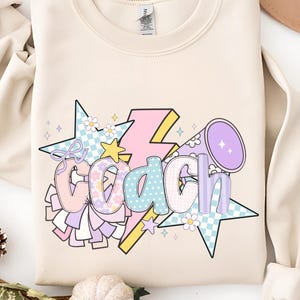 Cheer Coach Sweatshirt Cute Cheerleading Pullover Gift for Cheer Coach End of Season Spirit Squad Outfit Cheer Team Gear
