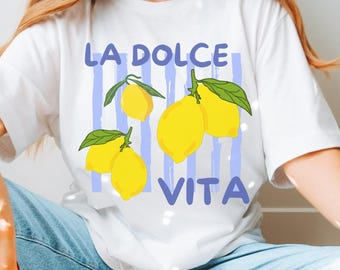 Comfort Colors La Dolce Vita Lemon Shirt Italian Summer Tee Amalfi Coast Graphic T Shirt  Vacation Travel Top Gift for Italy Lovers