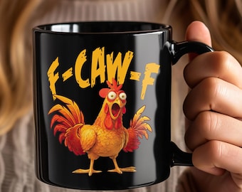 Fogukier F-Caw-F grappige kipmok 350 ml - schreeuwende haan meme-beker