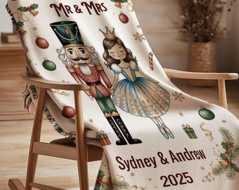 Personalized Christmas Throw Blanket Our First Christmas as Family Custom Woven Blanket Cozy Holiday Couple Gift with Names and Year