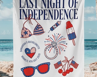 Última Noche de Independencia, pancarta de despedida de soltera, decoración personalizada para fiesta de despedida de soltera en EE. UU., bandera nupcial patriótica roja, blanca y azul, novia del 4 de julio