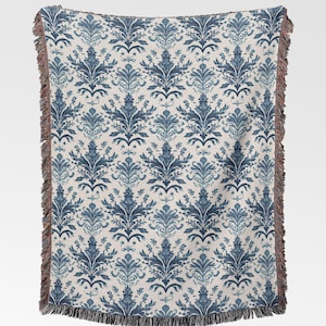 Baroque Rococo Jacquard Woven Throw Blanket - Elegant Cotton Tapestry Blanket with Toile de Jour - Gift for Her Home, Sofa, or Bed Decor