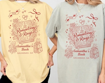 Camiseta de despedida de soltera con anillos románticos, novia lectora, camiseta personalizada para despedida de soltera, novia de fantasía, boda literaria, regalo "Felices para siempre", sudadera