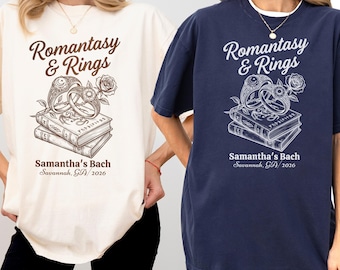Anillos románticos Camiseta de despedida de soltera Novia lectora Fiesta de despedida Camiseta personalizada Novia de fantasía Regalo para amantes de los libros Boda literaria Felices para siempre