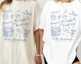 Camiseta de despedida de soltera con temática literaria, camiseta para novia amante de los libros, sudadera para la fiesta nupcial con temática literaria, camiseta para cerrar el capítulo de la soltería, regalo para la futura Sra.