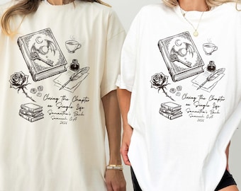 Camiseta personalizada para despedida de soltera con temática de libros, camiseta "Cierra el capítulo de la vida de soltera", sudadera para novia amante de los libros, regalo para damas de honor aficionadas a la lectura, "Su próximo capítulo"