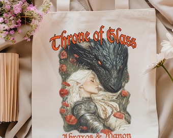 Throne of Glass Abraxos and Manon Bookish Tote Bag Fantasy Reader Shoulder Bag BookTok Gift for Her Sarah J Maas Merch Book Lover Bookworm