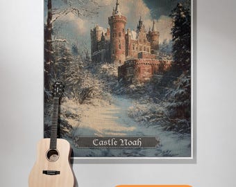 Medieval Castle Woven Blanket, Gothic Fantasy Home Decor