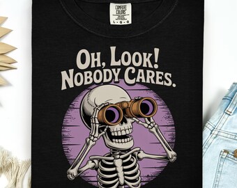 Funny Skeleton Graphic T-Shirt Vintage Halloween Goth Sarcastic Spooky Fall Outfit Creepy Cute Alternative Humor Unisex Casual Tee