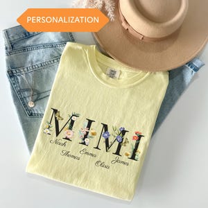 Personalized Mimi Shirt Custom Floral Grandma Tshirt Gift for New Grandma Grandkids Name Tee Mothers Day Shirt Birthday Gift From Grandkids