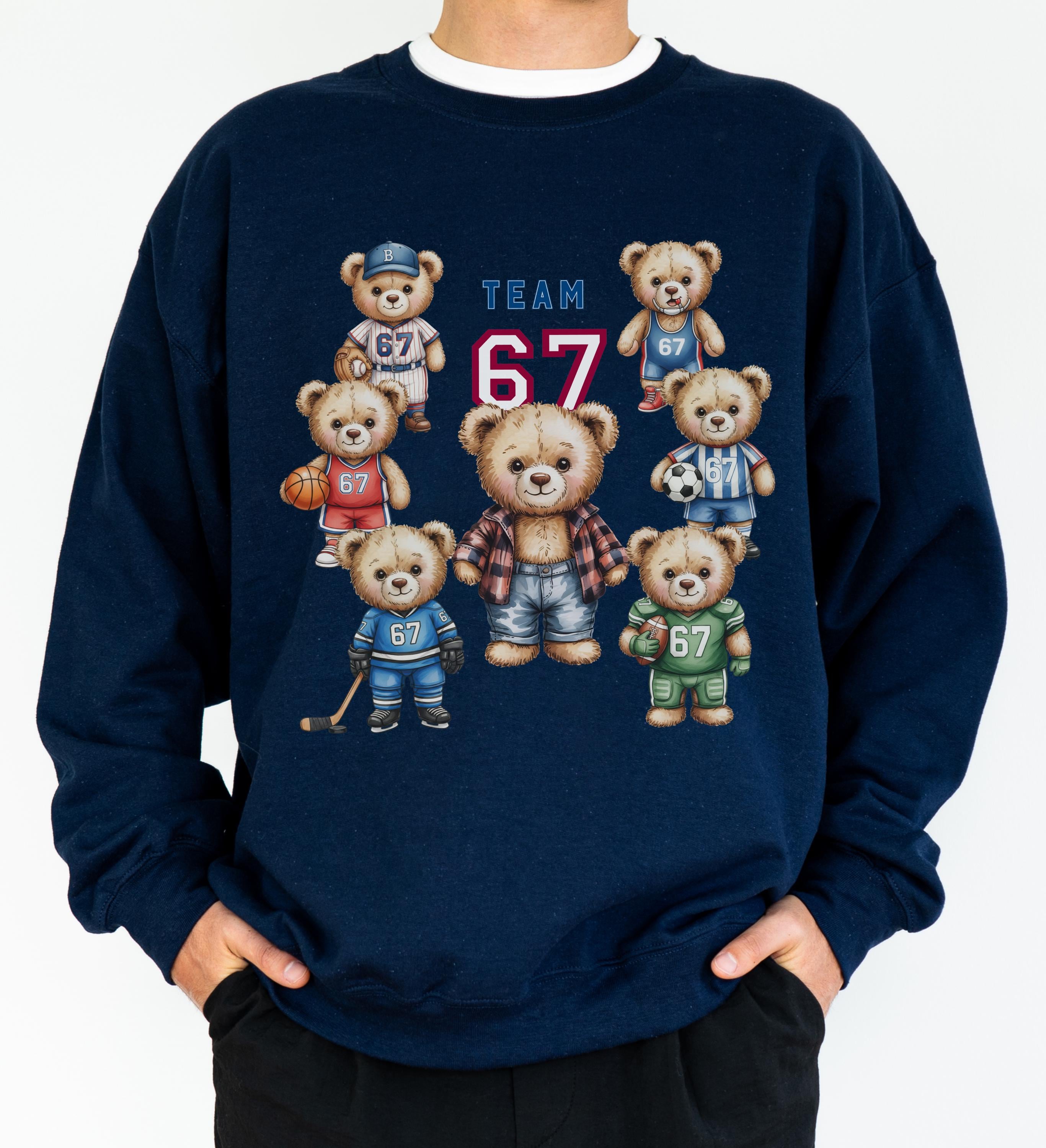 Team 67 Teddy Bear Shirt Funny Meme Sports Bears Graphic Tee Cozy